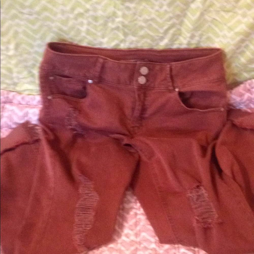 Maroon ripped jeans size 2